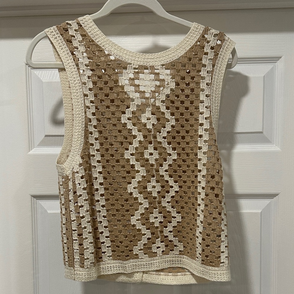 Z Supply Crochet Tank Top - Cream and Camel